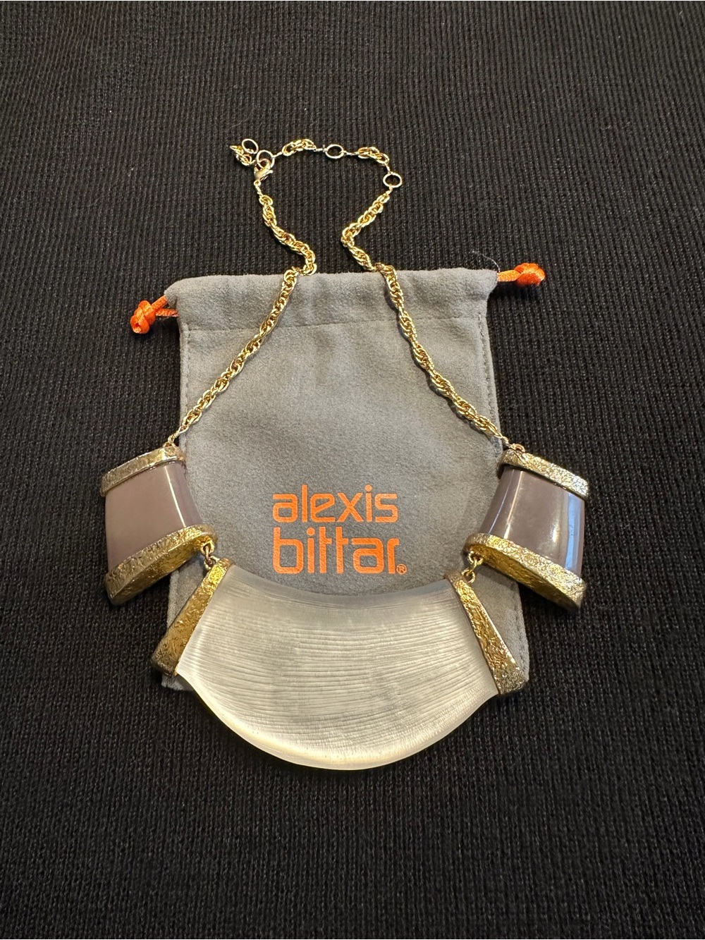 Alexis Gold-Tone and Cream Statement Necklace with Gray Accents
